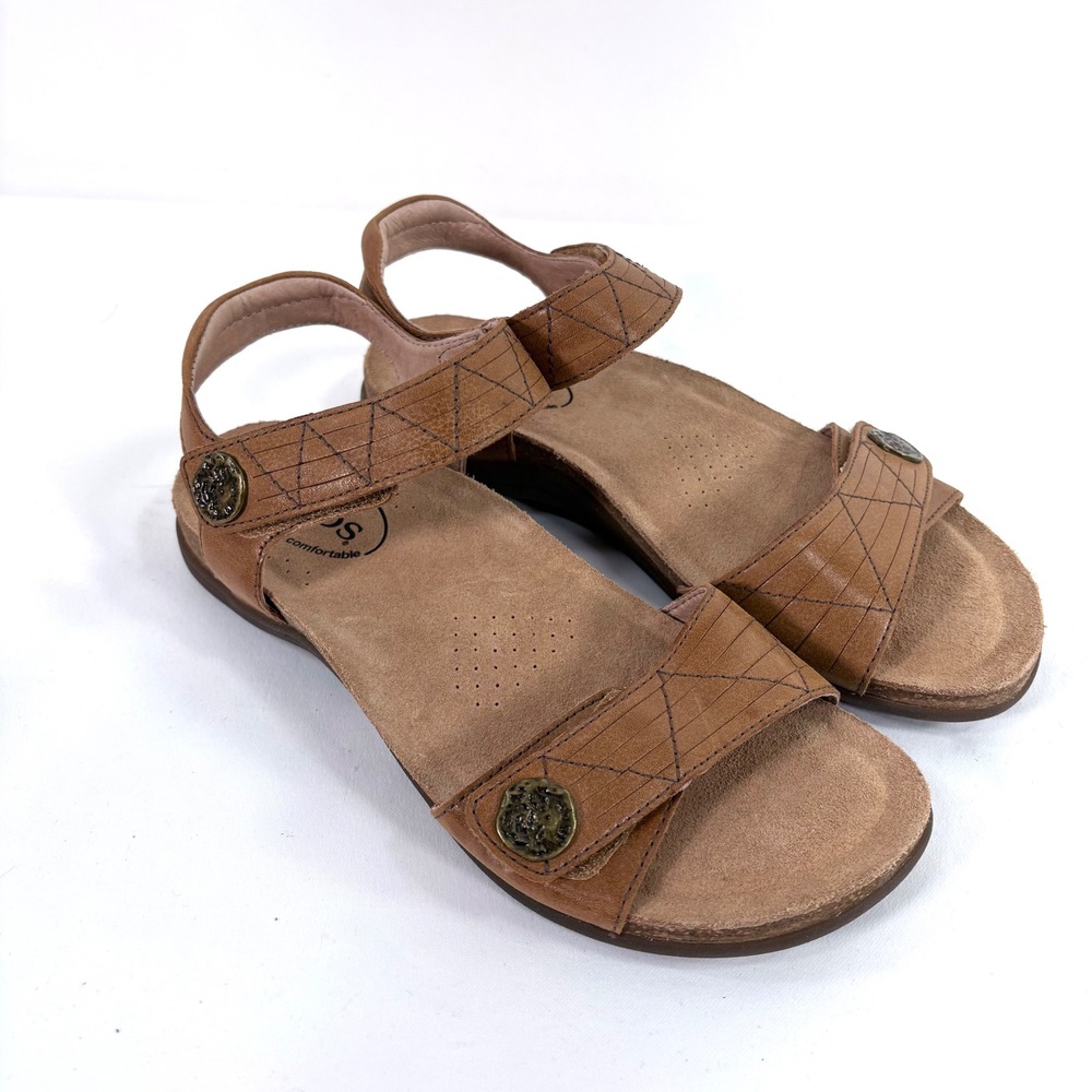 Taos Trulie Sandals Tan Leather Medallion Strappy Comfort Women US 8